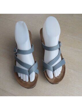 Like New! Marina Luna Comfort Wedge Dusty Blue Strapy Sandal 6.5